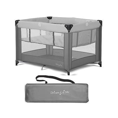 Dream On Me Zazzy Portable Playard with Bassinet in Grey, Packable and Easy Setup Baby Playard, Lightweight and Portable Playard for Baby with Mattres