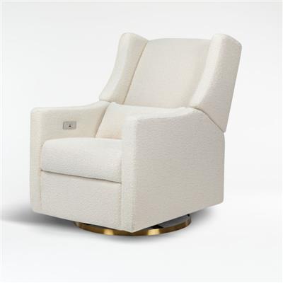 Babyletto Kiwi Ivory Boucle Nursery Power Recliner Chair with Gold Base + Reviews | Crate & Kids