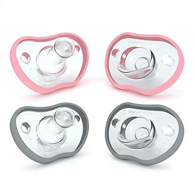Nanobebe Baby Pacifiers 0-3 Month - Orthodontic, Curves Comfortably with Face Contour, Award Winning for Breastfeeding Babies, 100% Silicone - BPA Fre