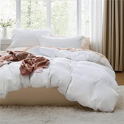 Bedsure White Duvet Cover King Size - Soft Prewashed Set, 3 Pieces, 1 Duvet Cover 104x90 Inches with Zipper Closure and 2 Pillow Shams