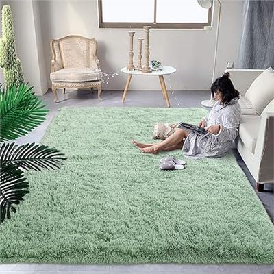 Amazon.com: DweIke Extra Large Fluffy Area Rugs for Living Room Bedroom, 8x10 ft Modern Indoor Carpets Green Rug for Kids Girls Bedroom Nursery Playro