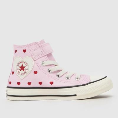 Kids Girls Junior Pink Converse Chucks in Love All Star Hi 1V Trainers | schuh