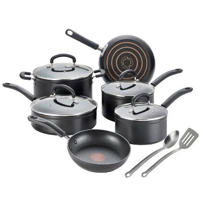 T-fal 12pc Expert Forged Nonstick Cookware Set Black : Target