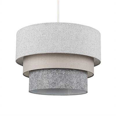 MiniSun Round Modern 3 Tier Fabric Ceiling Pendant Lamp Light Shade in Herringbone