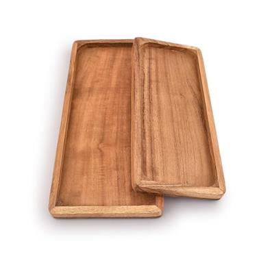 Samhita Acacia Wood Rectangular Wooden Platters for Food Holder/BBQ/Party Buffet Gift for Friend, Family (Set of 2)