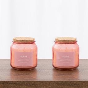 Set of 2 Rhubarb Jar Candles with Cork Lids | Dunelm