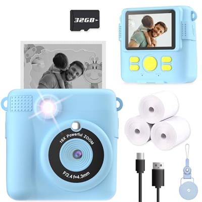 ESOXOFFORE Kids Camera Instant Print, Christmas Birthday Gifts for Kids Age 3-12, Selfie Digital Camera with 1080P Videos,Toddler Portable Travel Came