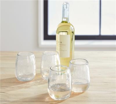 Hammered Handcrafted Stemless Wine Glasses | Pottery Barn