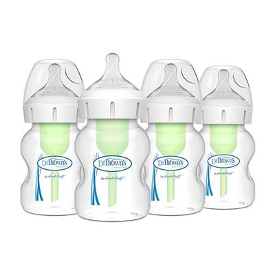 Amazon.com : Dr. Browns Natural Flow Anti-Colic Options  Wide-Neck Baby Bottles 5 oz/150 mL,with Level 1 Slow Flow Nipple,4 Pack,0m  : Baby