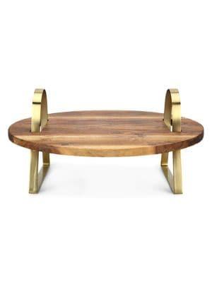 Anko Acacia Round Serving Stand With Goldtone Handles | TheBay