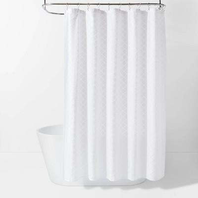 Dyed Clipped Diamond Shower Curtain White - Thresholdâ„¢ : Target