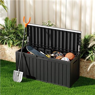 80 Gallon Compact Durable Resin Outdoor Storage Deck Box For Furniture and Supplies