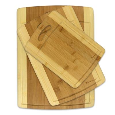 3-piece Cutting Board Set - Bamboo Cutlery Chopping Board Set with Drip Groove
