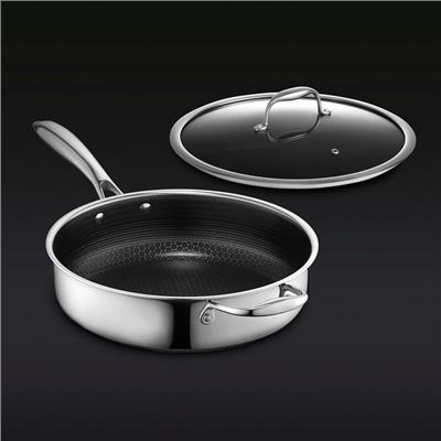 3.3QT Hybrid Deep Sauté Pan with Lid – HexClad Cookware