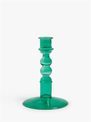 John Lewis Glass Candle Holder, Green, Small