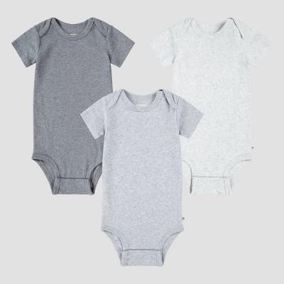Huggies Baby 3pk Solid Organic Bodysuit - Gray Newborn : Target
