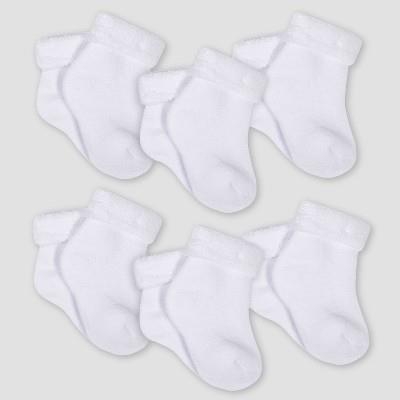 Gerber Baby 6pk Wiggle-proof Socks - White 0-3m : Target