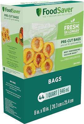 Amazon.com: FoodSaver Vacuum Sealer Bags for Airtight Food Storage and Sous Vide, 1 Quart Precut Bags (44 Count) : Home & Kitchen