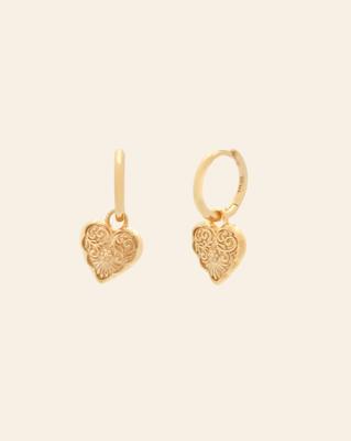 Vintage Heart Huggies Gold Vermeil | Products | Melanie Auld