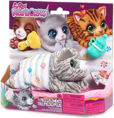 Amazon.com: furReal Newborns Kitty Interactive Pet, Small Plush Stuffed Animal Cat with Sounds and Movement, Kids Toys for Ages 4 Up by Just Play : To