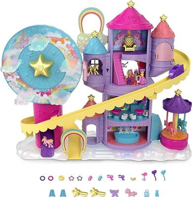 Amazon.com: Polly Pocket Dolls & Playset, Rainbow Funland Theme Park with 2 Unicorns, Polly & Shani Dolls, 25 Surprise Accessories : Toys & Games