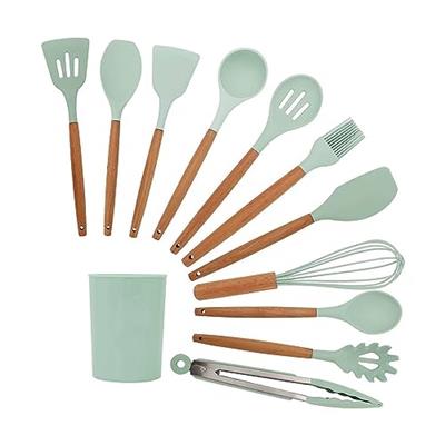Kitchen Utensil Set, 12 Piece Silicone Cooking Utensils Heat Resistant Kitchen Tools, Non-Stick Baking Cooking Spoon Tools (Green)