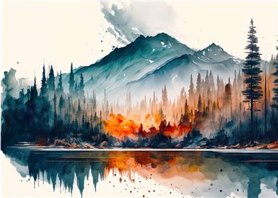 Fire Lake Poster, picture, metal print, paint by Quasarai | Displate