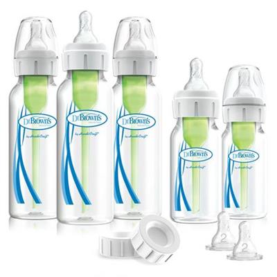 Dr. Brownâ€™s Natural Flow Anti-Colic Options+ Narrow Baby Bottle Newborn Gift Set with Baby Bottle Travel Caps - Walmart.ca