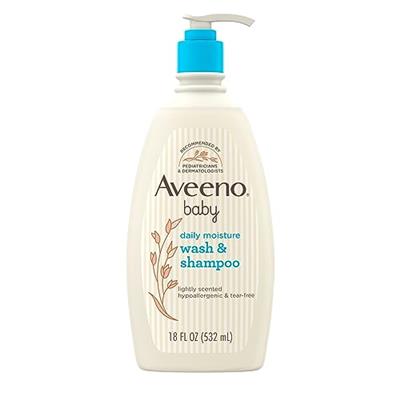 Aveeno Baby Daily Moisture Gentle Body Wash & Shampoo with Oat Extract, 2-in-1 Baby Bath Wash & Hair Shampoo, Tear- & Paraben-Free for Hair & Sensitiv