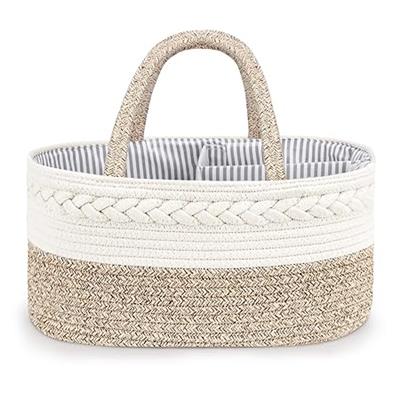 Amazon.com : Baby Diaper Caddy Organizer, Stylish Cotton Rope Baby Basket Nursery Storage Organizer for Changing Table, Maliton Extra Large Diaper Cad