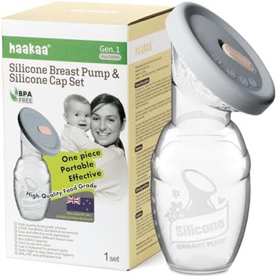 haakaa Manual Breast Pump Breastfeeding Pump with Food Grade Silicone Cap 4oz/100ml