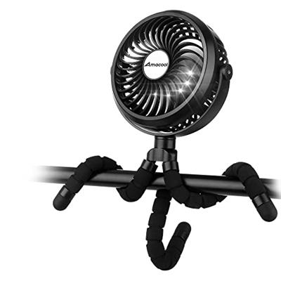 AMACOOL Battery Operated Stroller Fan Flexible Tripod Clip On Fan with 3 Speeds and Rotatable Handheld Personal Fan for Car Seat Crib Bike Treadmill (