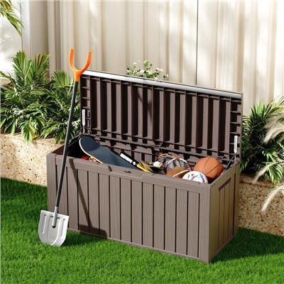 80 Gallon Compact Durable Resin Outdoor Storage Deck Box For Furniture and Supplies