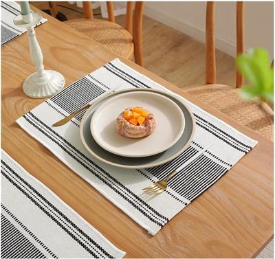 Amazon.com: Placemats Set of 4 for Dining Table Décor, Woven Cloth Place Mats for Farmhouse Kitchen Tabletop, Handcrafted Machine Washable Cotton Tabl