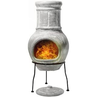 Amazon.com : Medium Chiminea Outdoor Fireplace Terracotta – Clay Chimineas with Chimney Rain Lids and Solid Metal Stands - Sunface Terracotta Chimenea