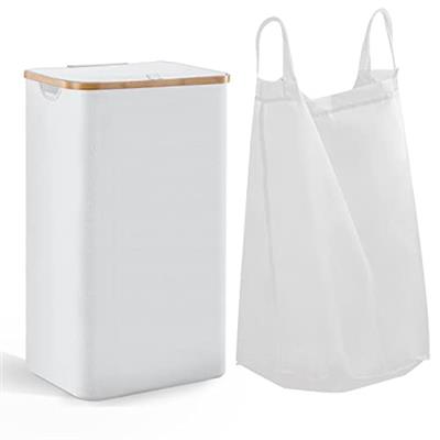 100L Large Laundry Hamper with Lid and Liner Bag, 27.6 Tall Laundry Basket with Handle, Waterproof and Collapsible Cloth Hamper for Bedroom and Bathr