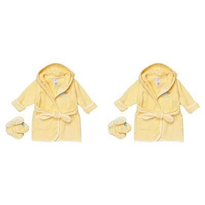 Spasilk Hooded Terry Bathrobe with Booties, Ideal Baby Bath Essentials, Cotton, Yellow Ark, One Size