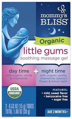 Mommys Bliss Organic Little Gums Soothing Massage Gel Day and Night Combo, Great for Teething Babies, Age 2 Months+, Sugar Free, Mild & Sweet Flavor,