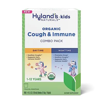 Hylands Naturals - Kids - Organic Cough & Immune Day & Night Combo Pack - Eases Coughs, Supports Immunity, Promotes Sleep, Two 4 Fl Oz. Bottles (8 fl