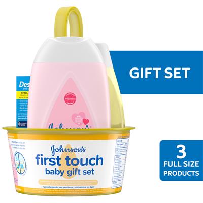 Johnsons First Touch Baby Gift Set with Baby Shampoo, Diaper Cream and Lotion, 4 full size items - Walmart.com