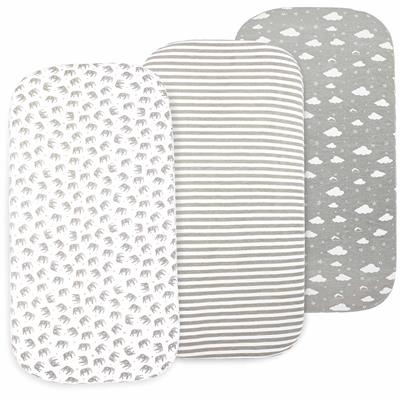 Baby Bassinet Sheet Set for Boy Girl, 3 Pack, Universal Fitted for Oval, Hourglass & Rectangle Bassinet Mattress, Fitted Sheets Size 32 x 16 x 4 Inche