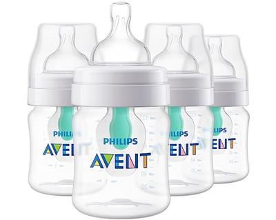 Philips AVENT Anti-Colic Baby Bottles with AirFree Vent, 4oz, 4pk, Clear, SCY701/04 : Baby