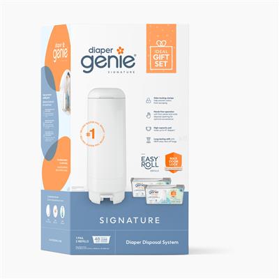 Diaper Genie Signature Diaper Pail Gift Set with 48 Refill Bags - White, Unscented | Babylist Shop