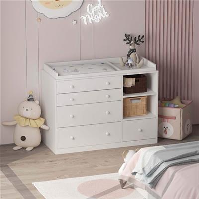 Timechee 47.2W 5 Drawers Wooden Changing Table Dresser