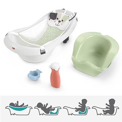 Fisher-Price Baby to Toddler Bath 4-in-1 Sling ‘n Seat Tub with Removable Infant Support and 2 Toys, Puppy Perfection