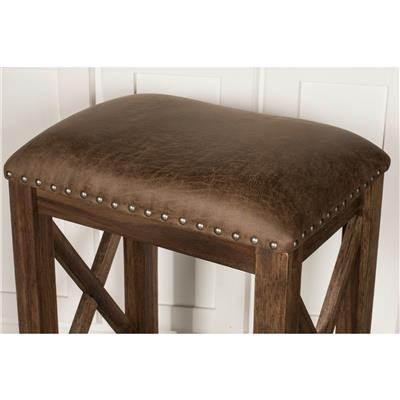The Gray Barn Wild Hen Bench Wood Backless Counter Height Stool, Set of 2, Antique Brown Walnut