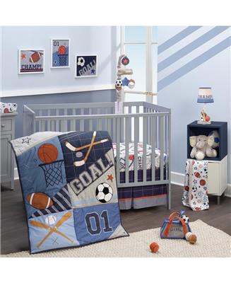 Lambs & Ivy Baby Sports 3-Piece Football/Basketball Baby Crib Bedding Set