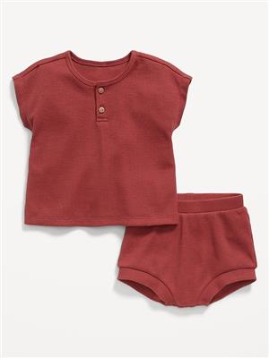 Thermal-Knit Henley Top and Bloomer Shorts Set for Baby | Old Navy