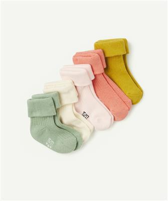 Lot De 5 Chaussettes Hautes Colorées Bébé Fille En Coton Bio Avec Plis - Lot 5 Chaussettes Gtoe-whisper White - 1 Ecru | Tape à lœil