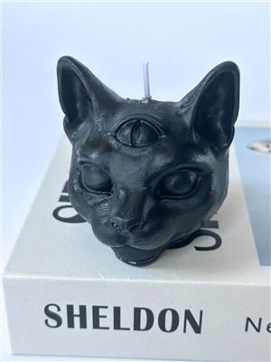 1pc Three-eyed Cat Head Shaped Diy Aromatherapy Candle Decoration